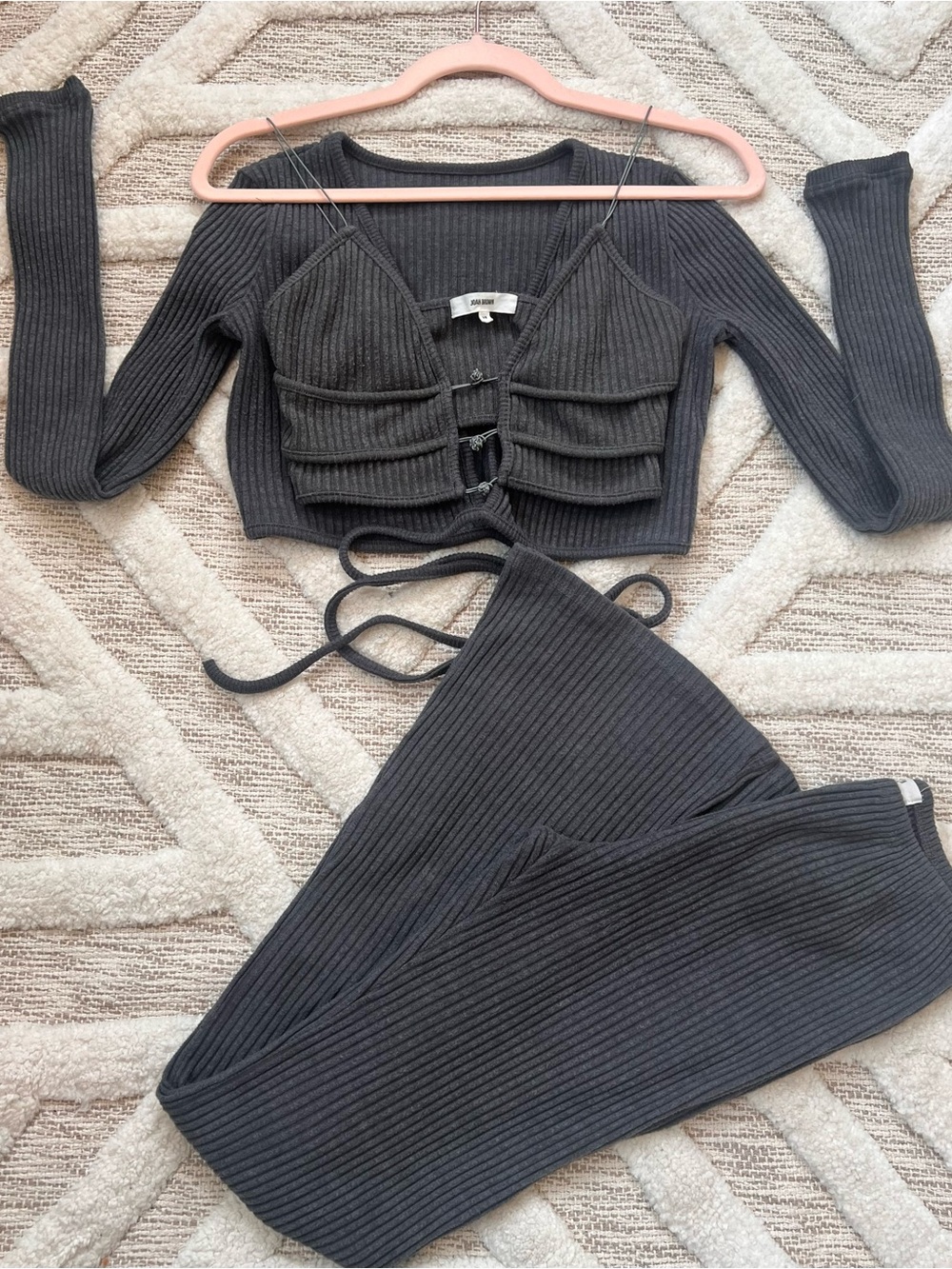 Joah Brown reversible luxe knit Top wrap cardigan Charcoal Grey S/M - Picture 9 of 13